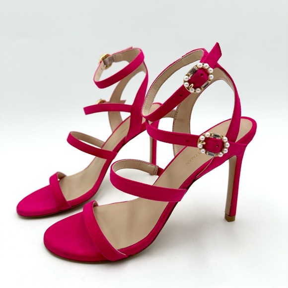 Stuart Weitzman Dazzle Gladiator 100 Sandal Suede Peonia Hot Pink - Picture 7 of 13